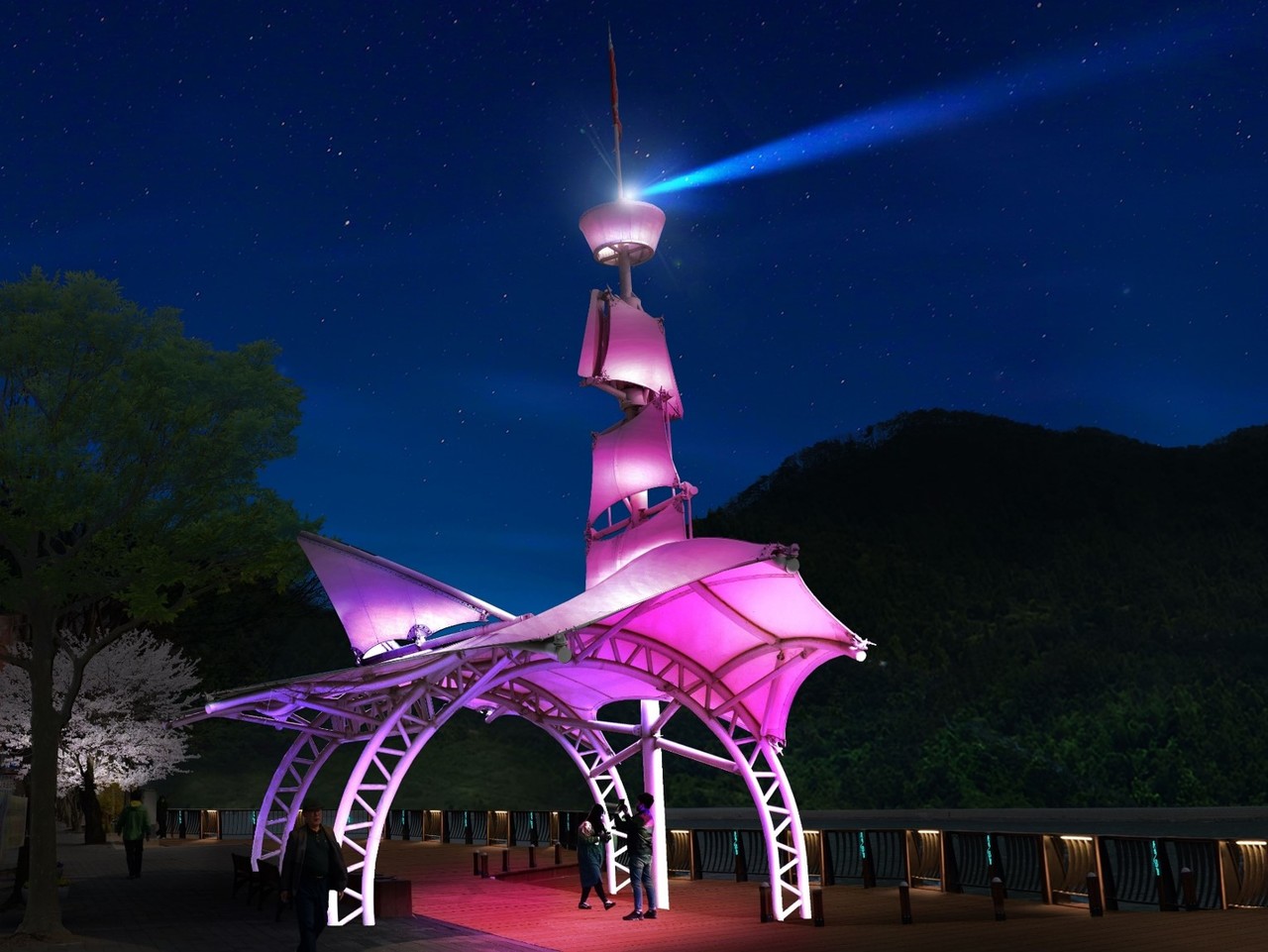 ▲ 단양읍 상진리 일원에 세워질 돛단배 야경 조감도. 사진=단양군제공