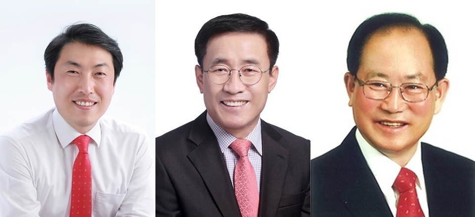 ▲ 국민의힘 단양군수 예비후보자 김광표(왼쪽부터), 김문근, 류한우. 이들 3명은 오는 29, 30일 이틀간 여론조사로 후보자를 결정하기로 24일 합의했다. 사진=각 후보자제공