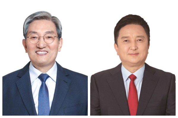 ▲ (왼쪽) 노영민 후보, 김영환 후보,