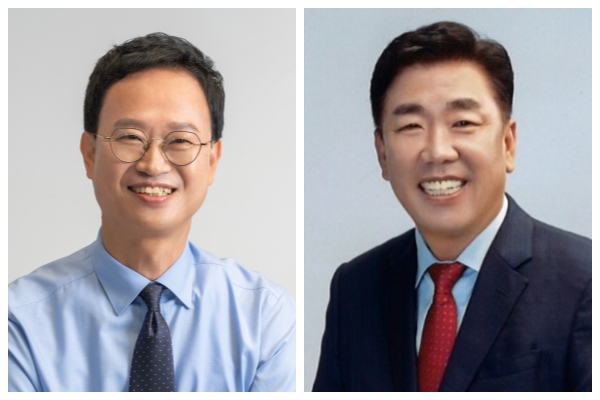 ▲  (왼쪽)송재봉 후보, 이범석 후보