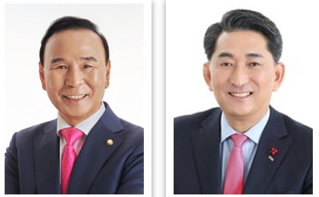 ▲ (왼쪽)박덕흠 의원,  이재한 보은·옥천·영동·괴산지역위원장
