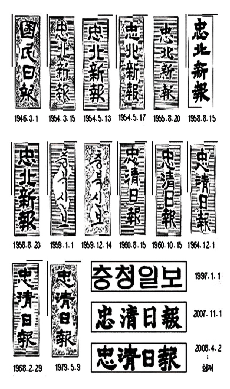 ▲충청일보 제호 변천사.