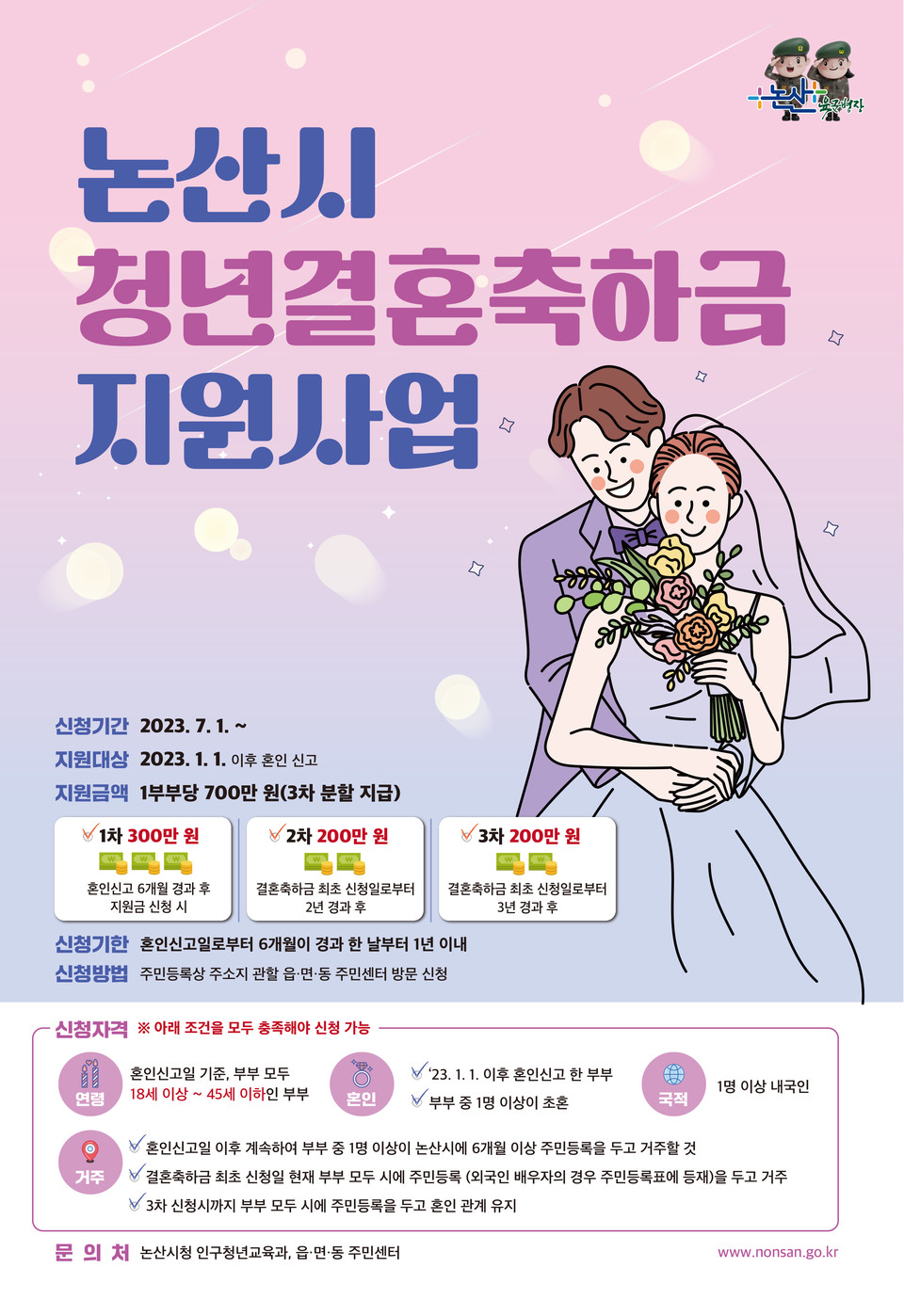 ▲ 청년결혼축하금 지원사업 포스터