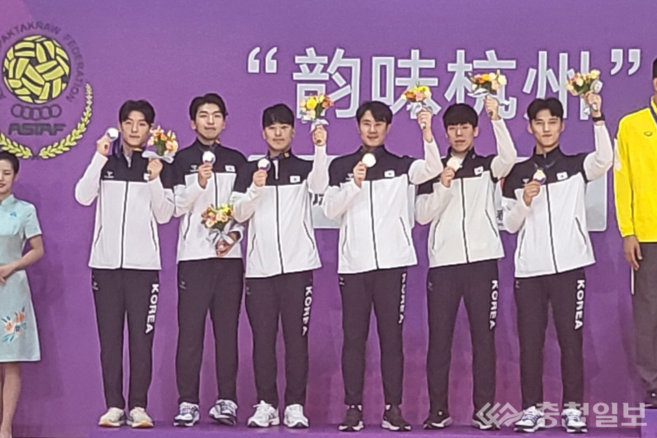 ▲ 중국 진화에서 열린 2023 아시아 세팍타크로 챔피언십에서 은메달을 차지한 한국 선수들