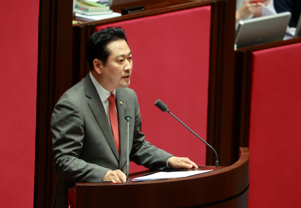 ▲ 장동혁 의원이 국회에서 열린 전체회의에서 발언하고 있다.