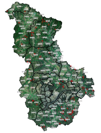 ▲ 야생 멧돼지 포획 지역./세종시