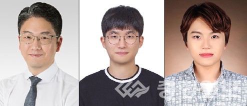 ▲ 왼쪽부터 김민수 교수, 박사과정 박성우, (주)그래파이 오세연 연구원
