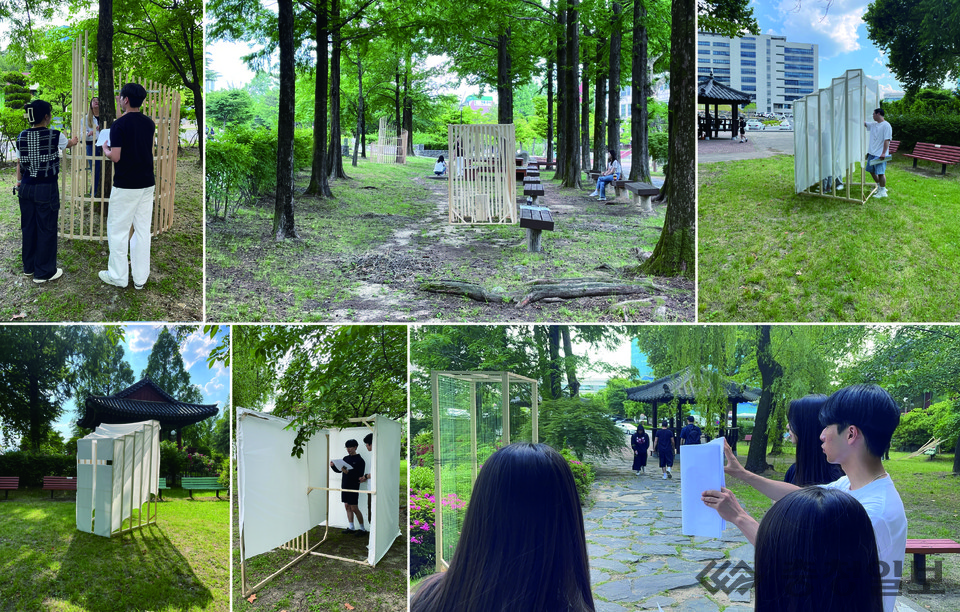 ▲ 한남대 건축학과 야외전시 설치 모습