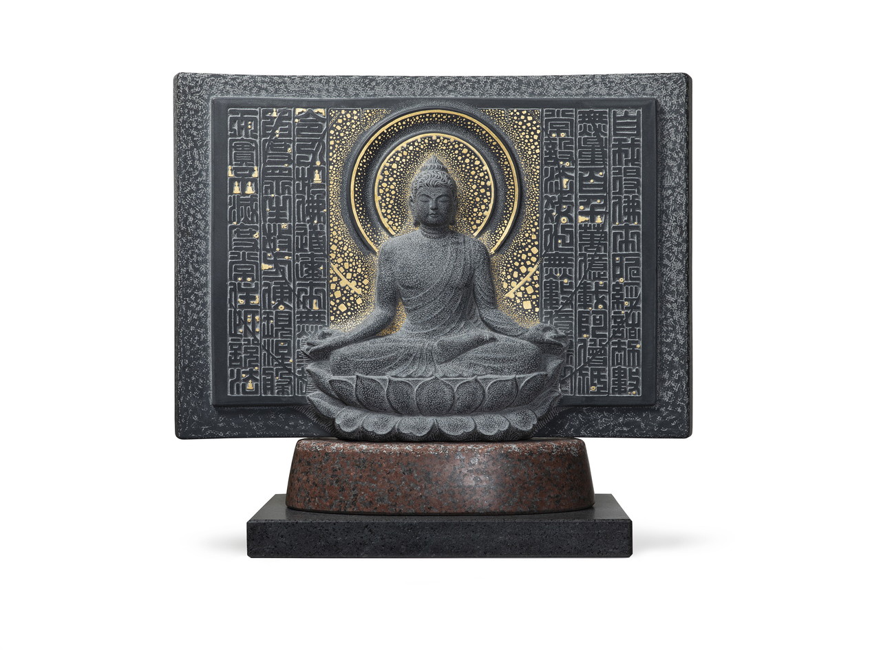 ▲ ‘제9회 천태예술공모대전’에서 대상을 차지한 최윤수씨의 석조각 작품 ‘아승기’. 사진=구인사제공