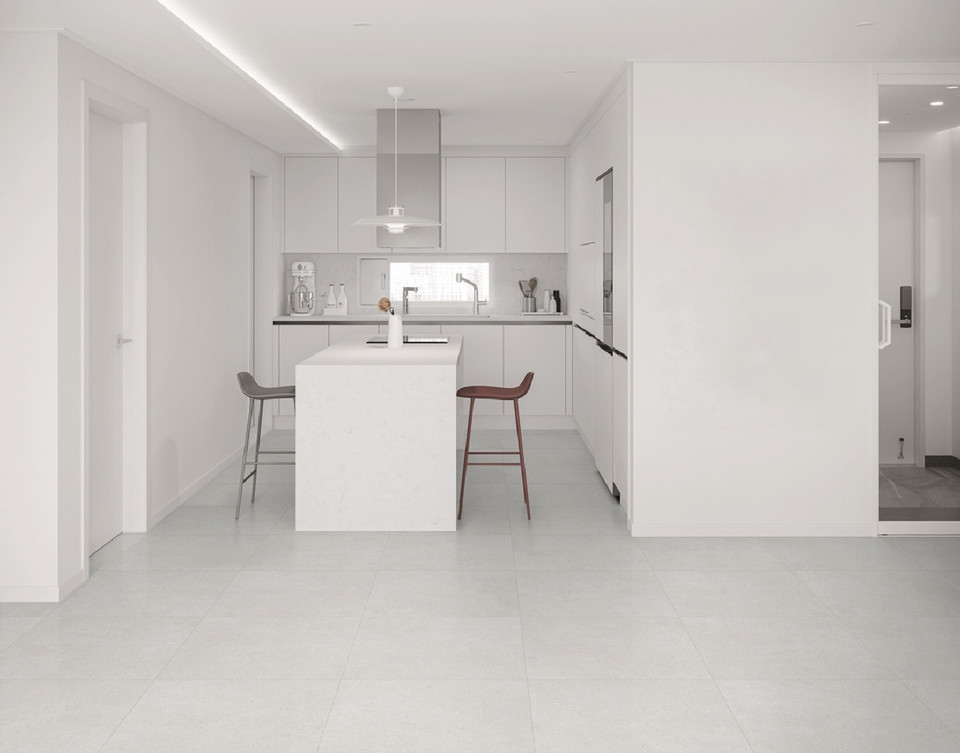 ▲ LX하우시스의 전·월세 패키지('지아자연애' 바닥재+'베스띠' 벽지) 제품으로 구성된 거실 공간.