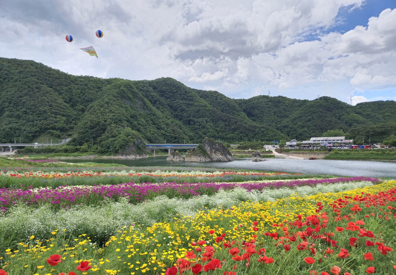 ▲ 지난해 도담정원에서 바라본 ‘도담삼봉’. 사진=단양군제공