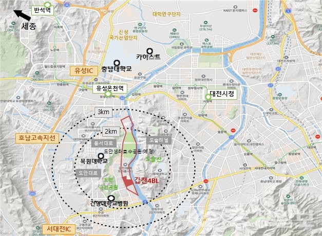 ▲ 갑천4BL 위치도