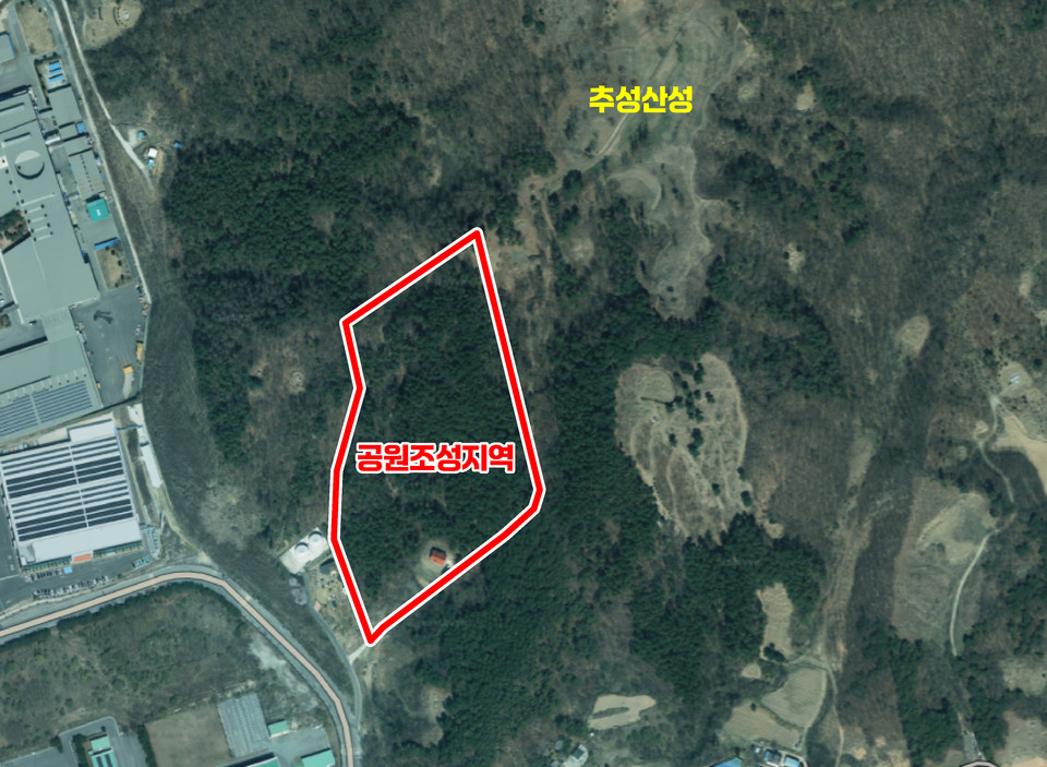 ▲ 충북 증평군 추성산성 주변 공원조성지역 위치.