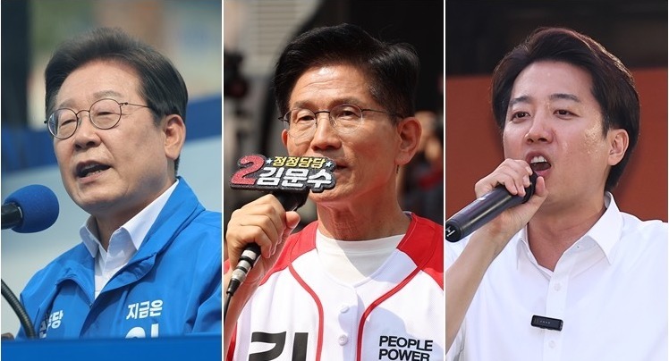 ▲ 유세하며 지지 호소하는 이재명(왼쪽부터)-김문수-이준석 대선후보 (사진:연합뉴스)