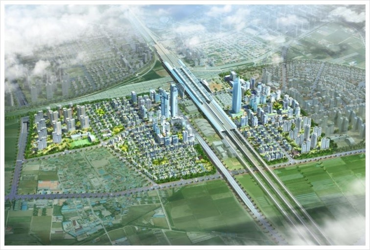 ▲ 오송역세권지구도시개발사업 조감도.