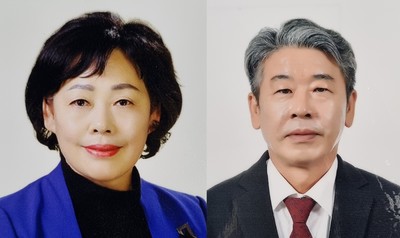 ▲ 제14대 단양문화원장 후보 조옥자(왼쪽), 이승영. 사진=단양문화원제공