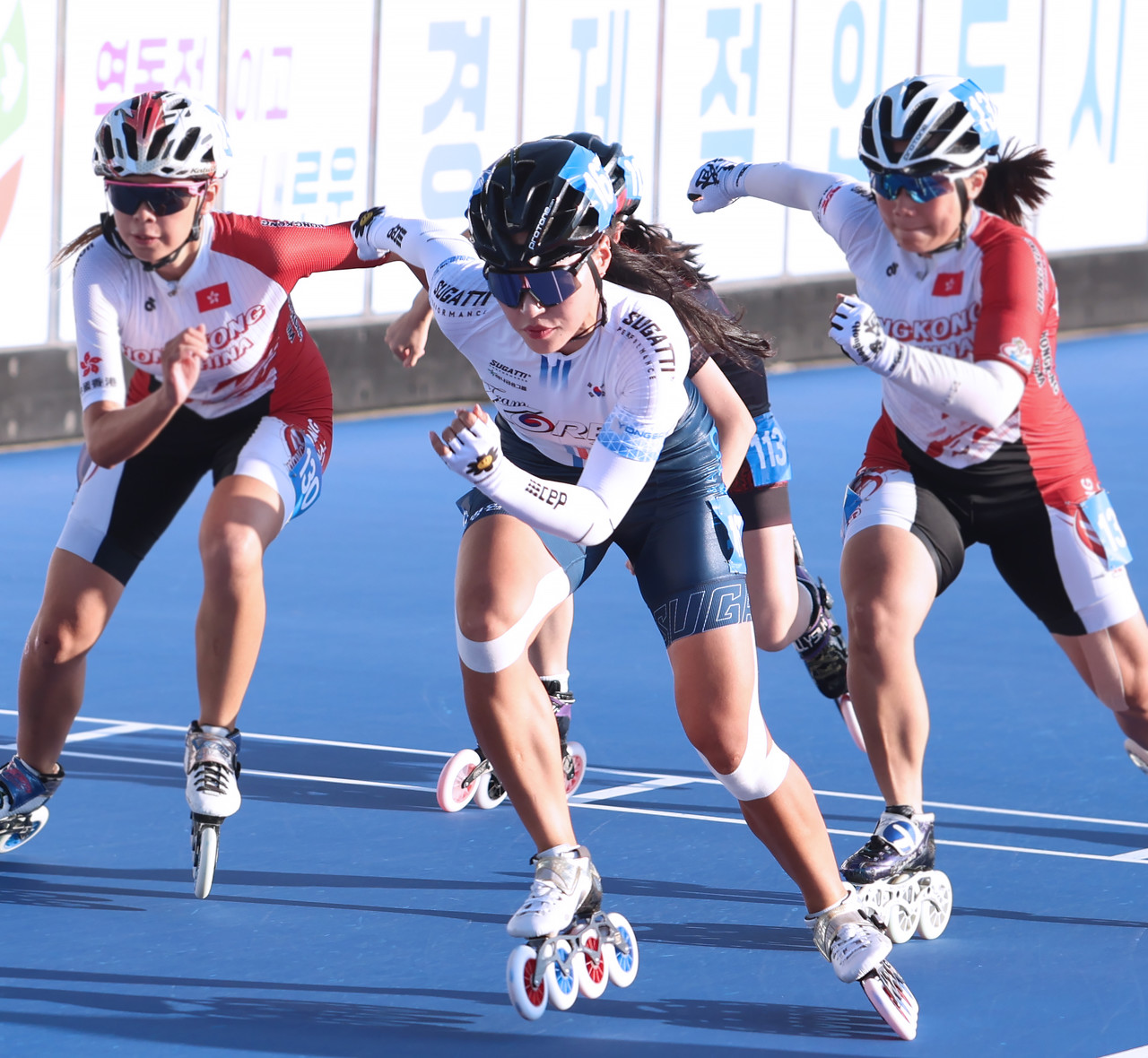 ▲ 스피드트랙 여자시니어 500m에 출전한 권부송 선수. 사진stn제공