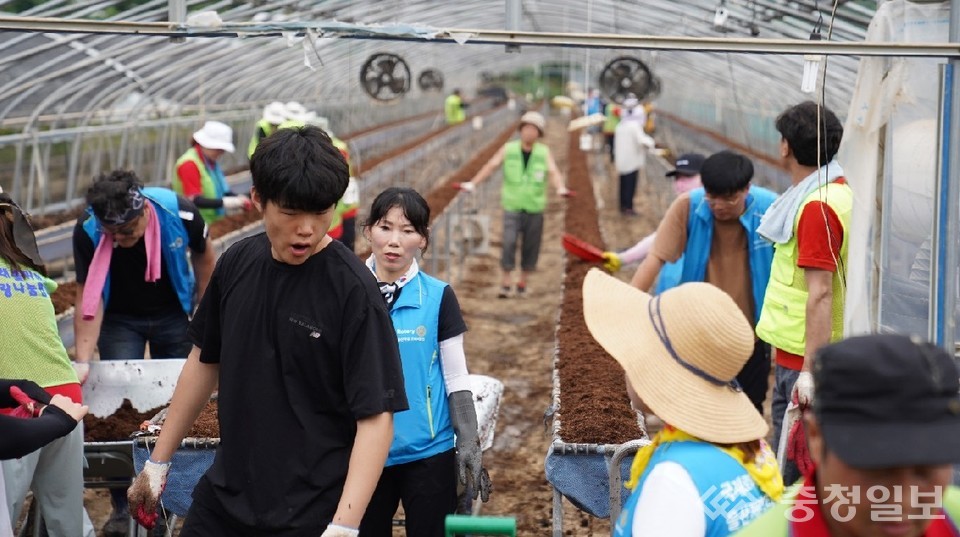 ▲ ﻿탈북민 귀농하우스 피해 현장 복구 봉사자들 활동 장면