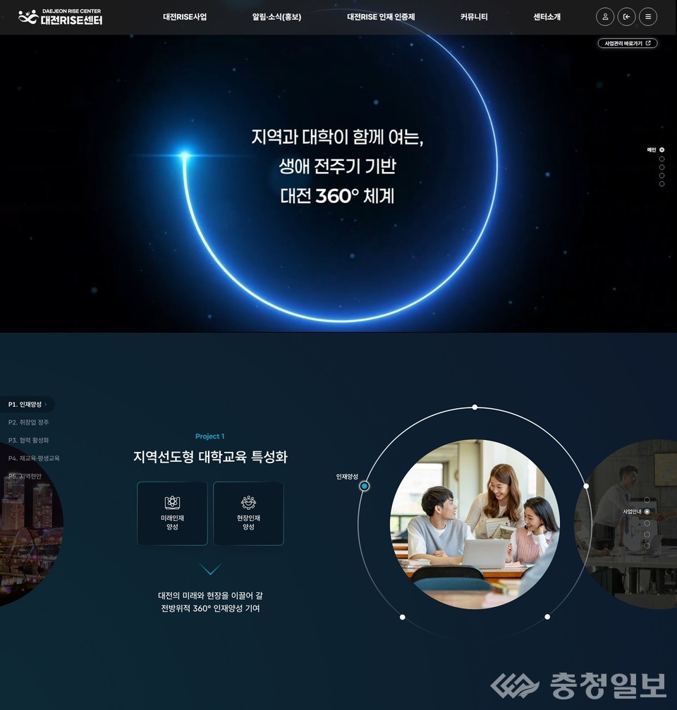 ▲ 대전RISE센터 누리집 화면 이미지