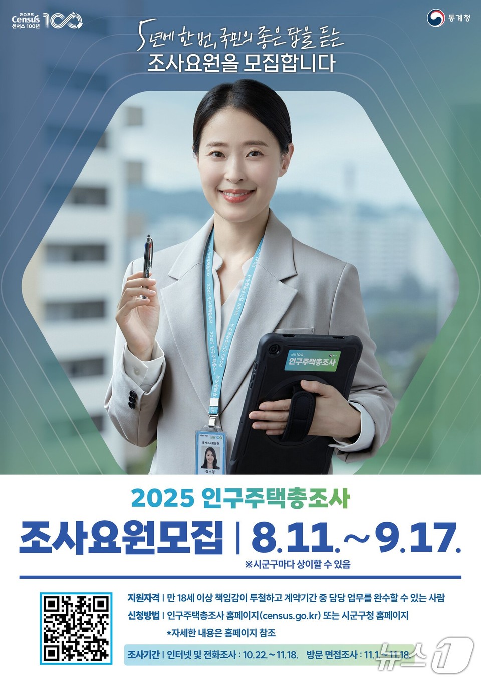 ▲ 충북 괴산군은 오는 10월 22일부터 11월 18일까지 실시되는 '2025 인구주택총조사'의 원활한 추진을 위해 조사요원 36명을 모집한다.