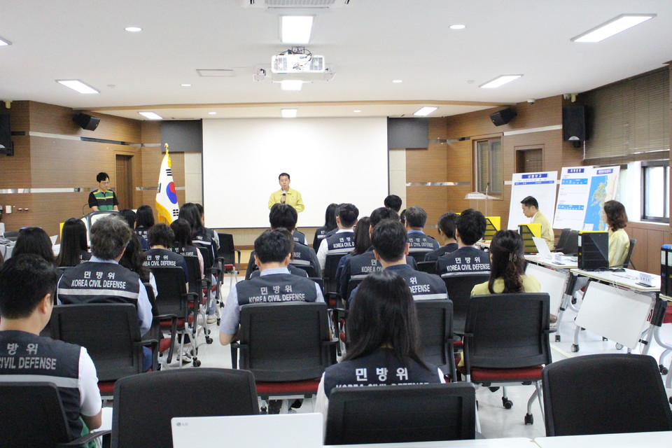 ▲ 태안교육지원청은 지난 18일 비상소집훈련을 하고 있다.