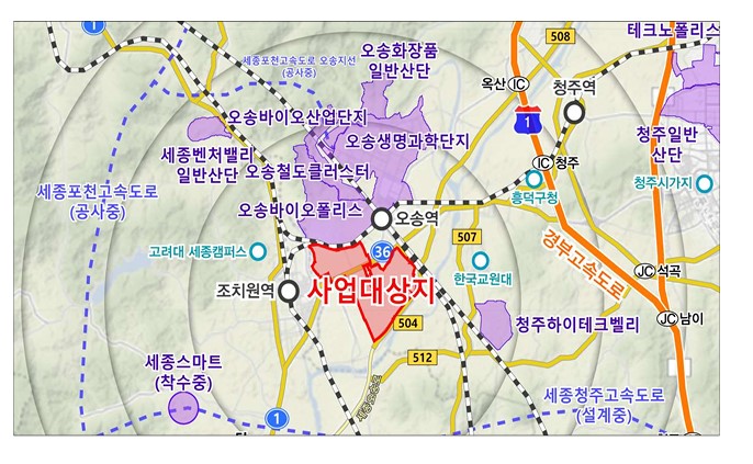 ▲ 오송 3생명과학산업단지 위치