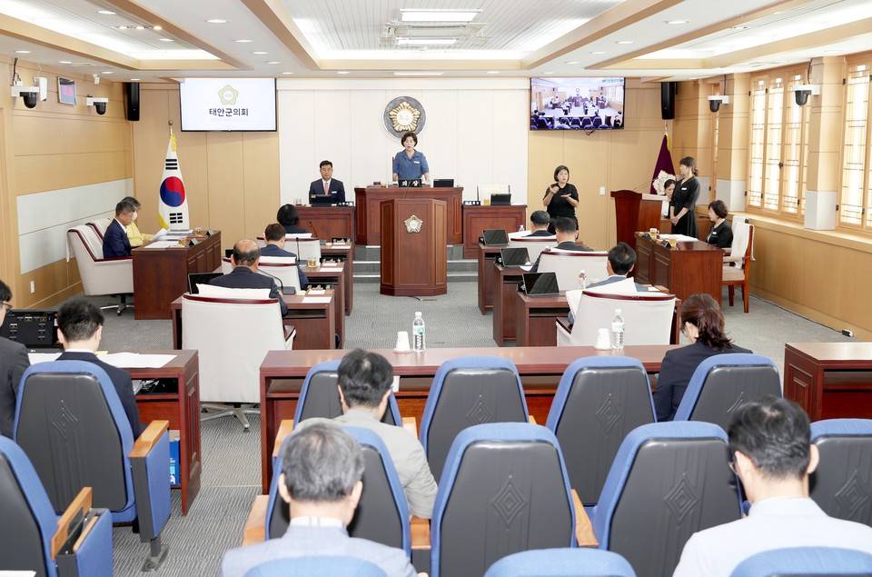 ▲ 5일 태안군의회 본회의장에서 열린 314회 임시회 모습