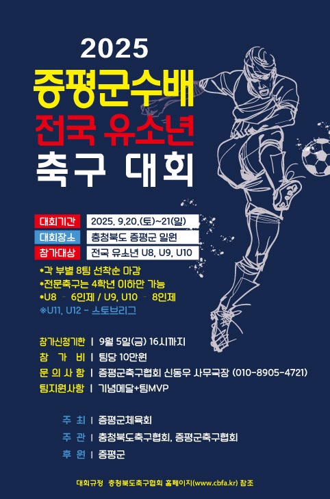 ▲ 충북 증평군수배 유소년축구대회 포스터.