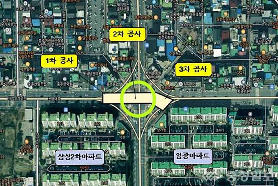 ▲ 충주 임광사거리 빗물하수관 설치 공사 안내도.