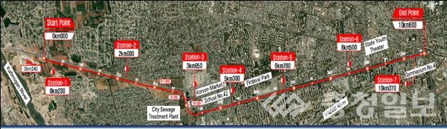 ▲ 두샨베 도시철도 (10.6km) 노선도 (안)