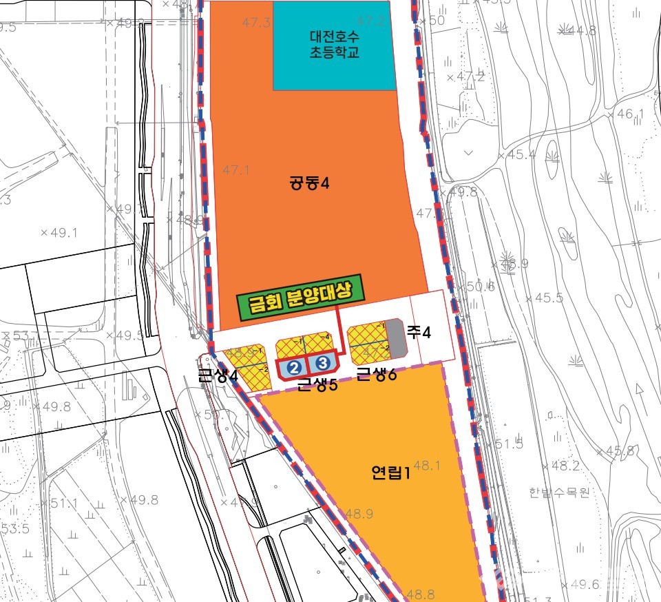 ▲ 갑천지구 친수구역 내 분양대상 부지 위치도