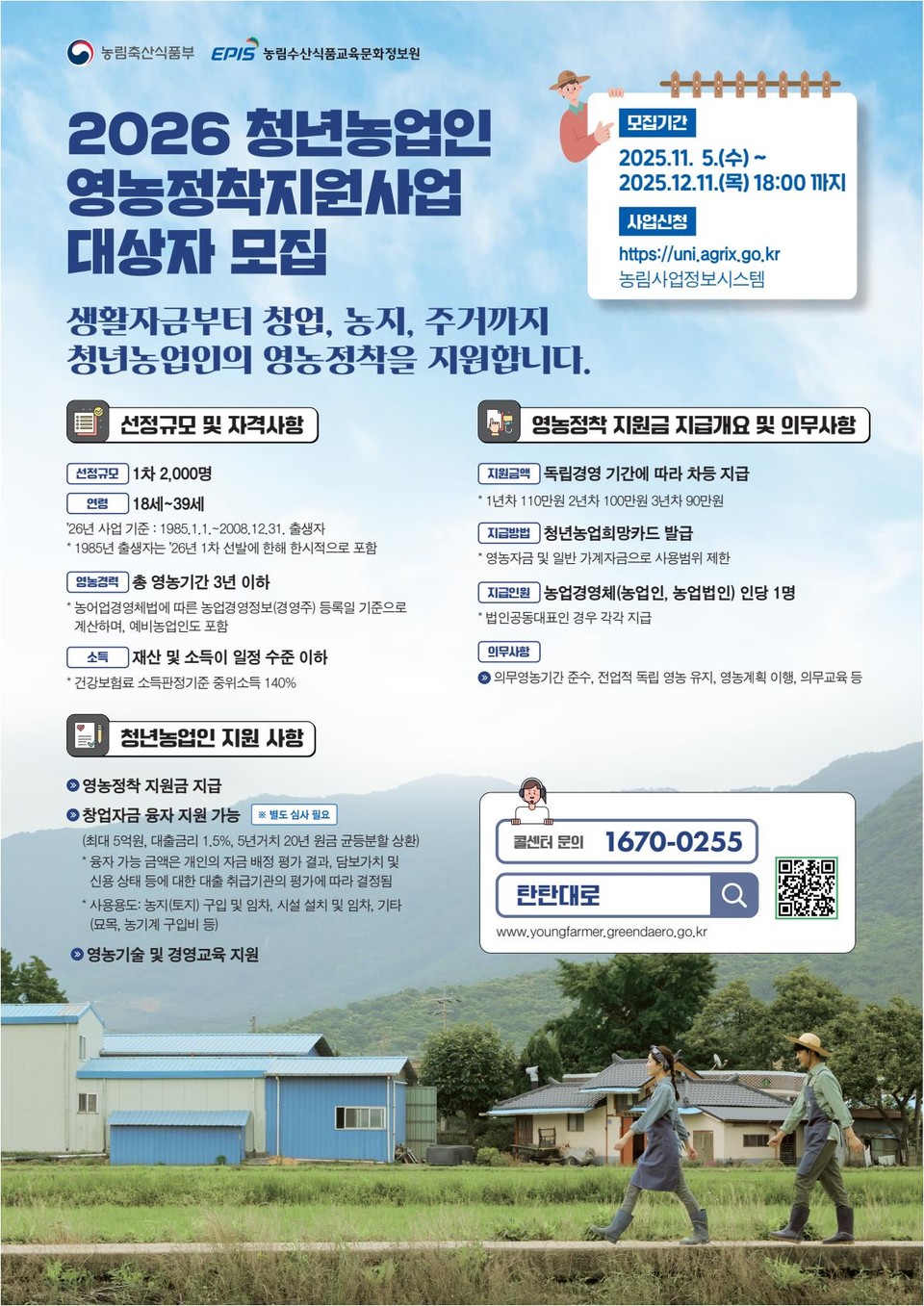 ▲ 충북 괴산군은 청년농업인 영농정착지원사업 대상자를 모집한다。
