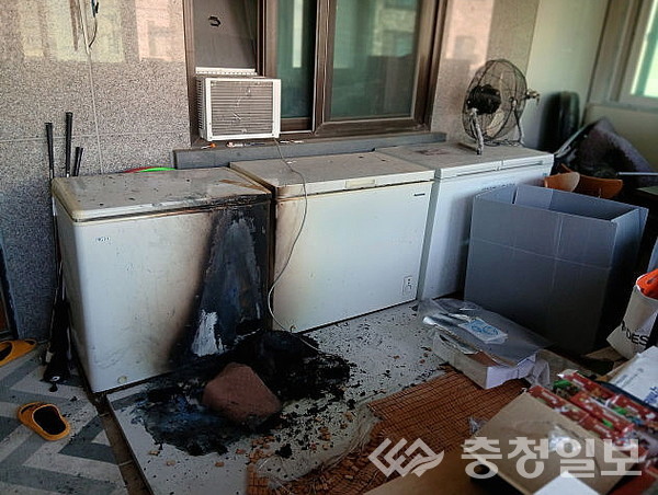 ▲ 주택용 소방시설로 화재를 진압한 모습.