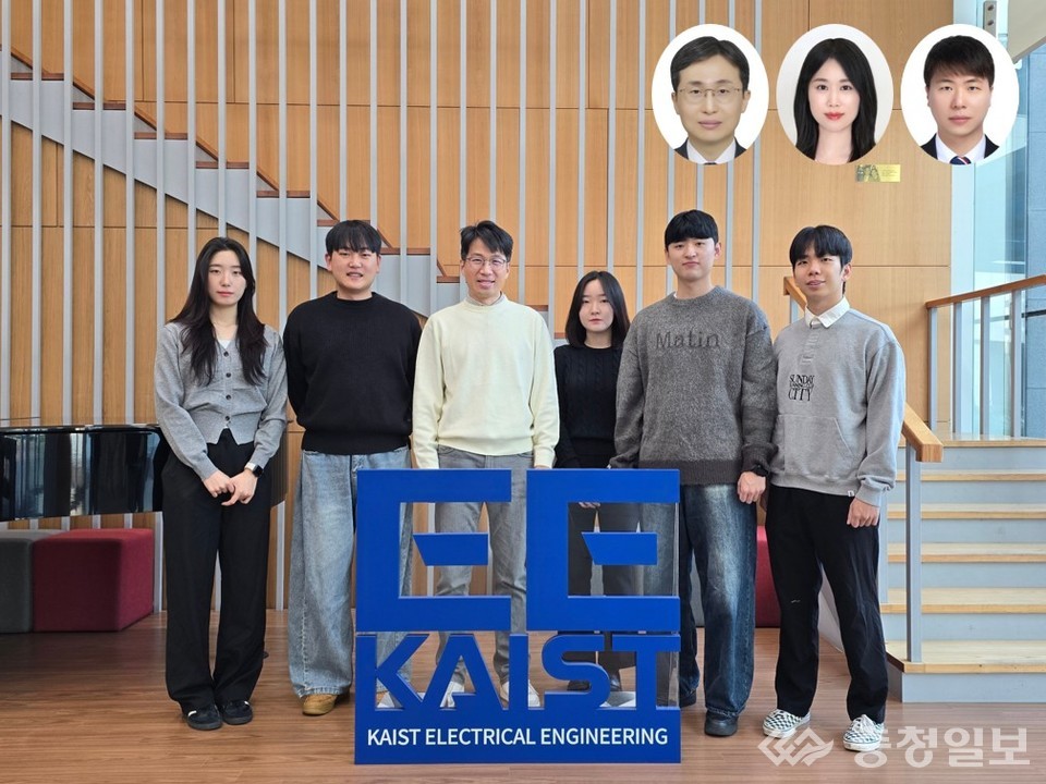 ▲ 연구진 왼쪽부터 KAIST 정효은 석박사통합과정, 김형래 박사과정, 송영민 석좌교수, 장세희 박사후연구원, 김도현 석박사통합과정, 곽현규 석사과정 (동그라미 사진 왼쪽부터) 서울대 김대형 교수, SAIT 허세연 박사, MIT 신윤수 박사
