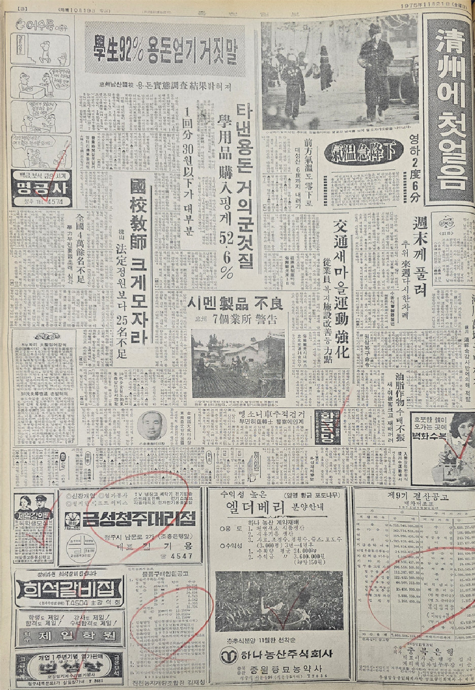 ▲ 1975년 11월 21일자 3면.